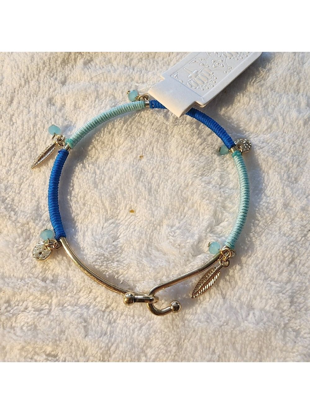 Boho Chic Aqua & Blue Wrap Bracelet with Charms NWT